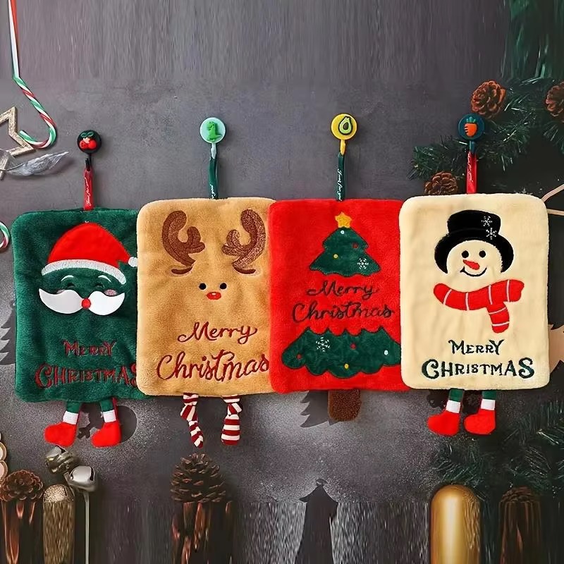 Home Decor Xmas Tree - Asciugamano da appendere natalizio, simpatico Babbo