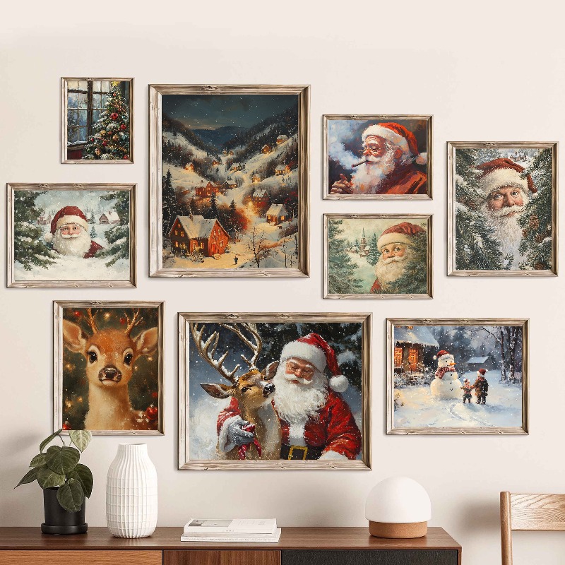 Home Decor Xmas Tree - Stampa Artistica da Parete Vintage di
