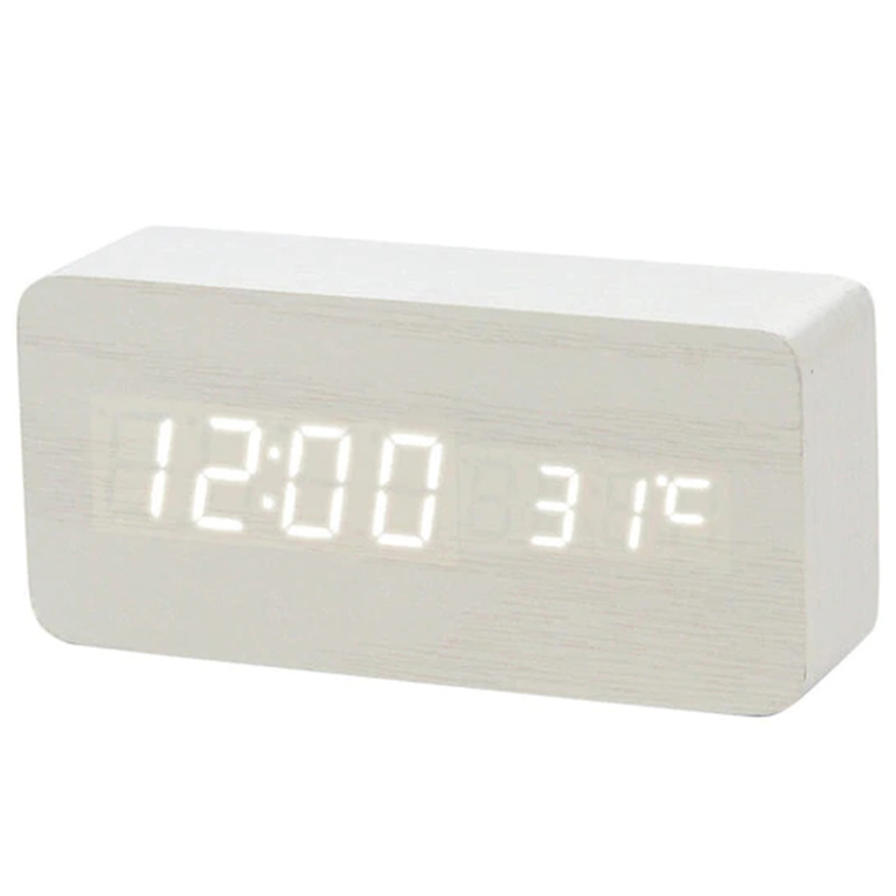 Vintage Alarm Clock - Sveglia digitale quadrata in legno con