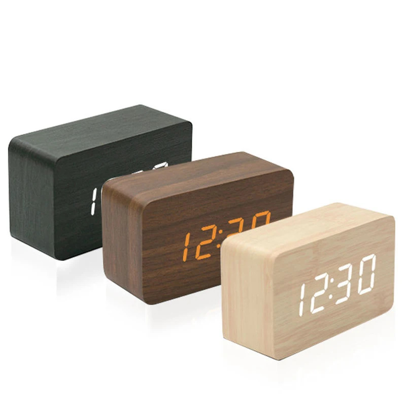 Vintage Alarm Clock - Sveglia digitale in legno per camera