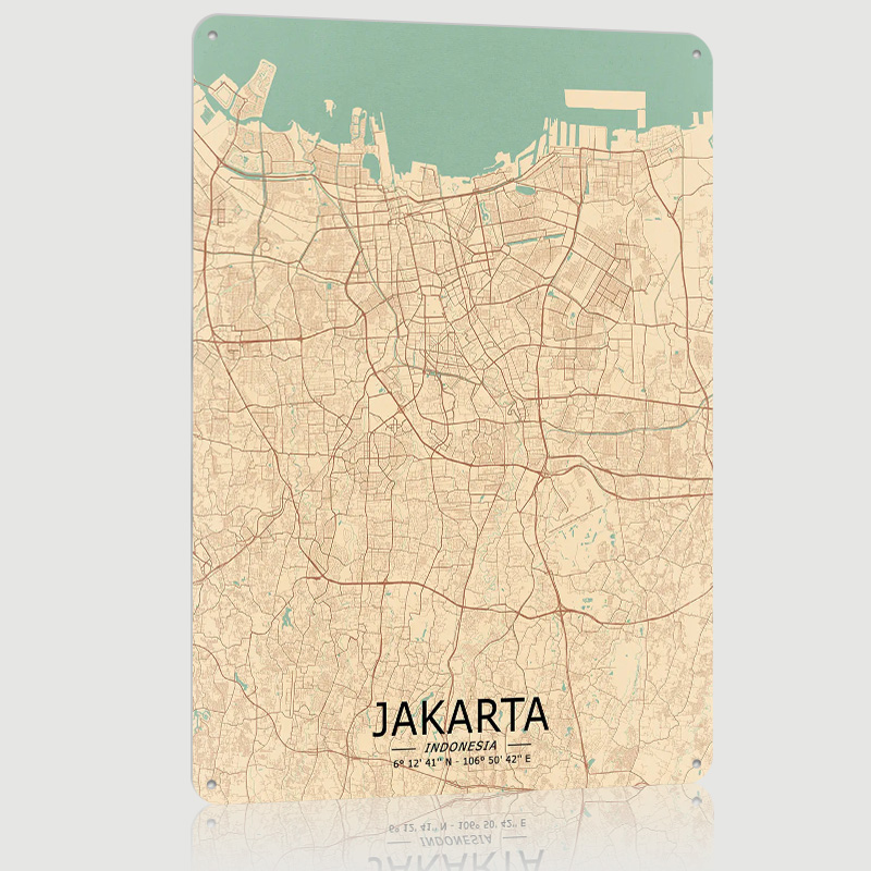 Targa stampata con mappa vinta - Home Decor Jakarta recensione e prezzo